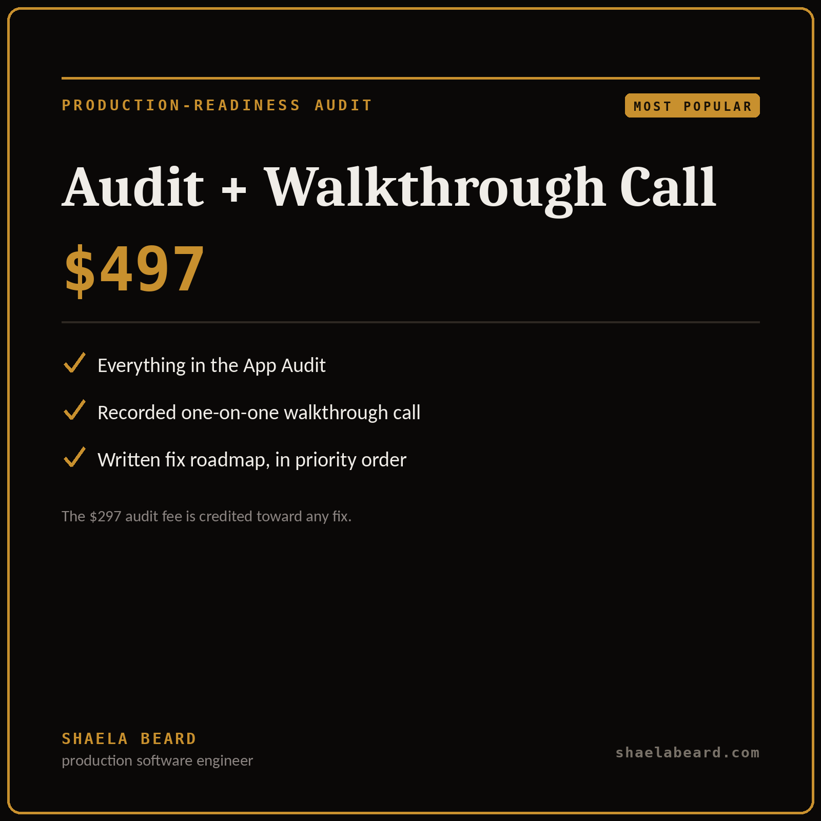 App Audit + Walkthrough Call